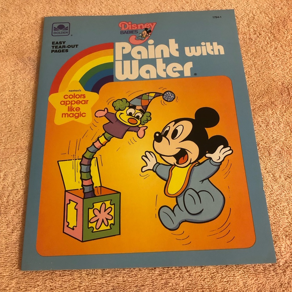 Vintage 1985 Golden Disney Babies Paint With Water Book #1794-1 Unused